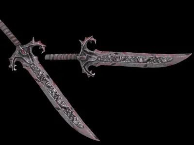 Stylized dark fantasy blade Low-poly 3D model