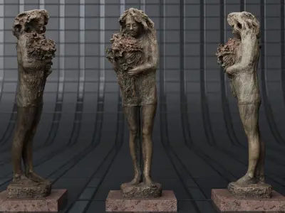 Old bronze statue Photoscan Low-poly 3D model
