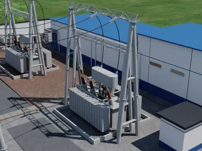 Electrical power substation-power station 3D model purchase