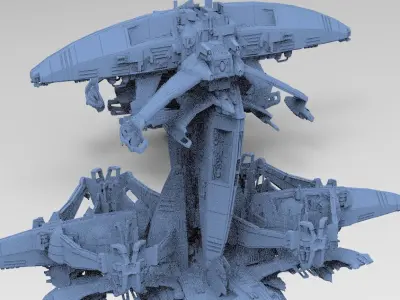Dark Terra Former Ship destroyer 3 versions 3D model