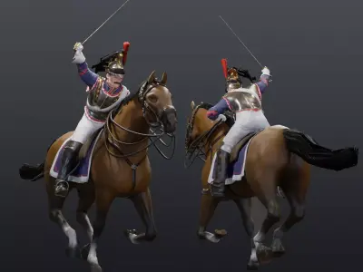 Napoleonic Cuirassier Low-poly 3D model