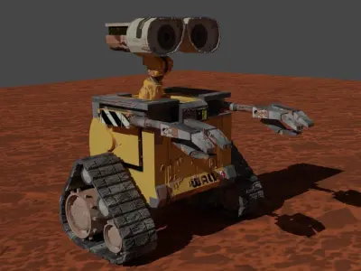 WAll-E wall e robot on desert Low-poly 3D model