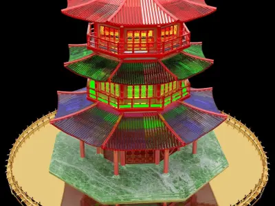 Chinese tower 3D model purchase
