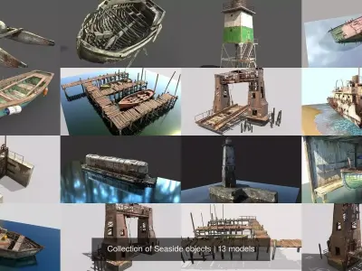 Old Seaside Objects 3D Model Pack