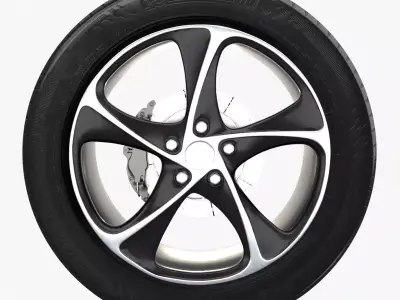 Realistic RIM and Tire 01  Subdivision ready 1K 2K 4K Low-poly 3D model