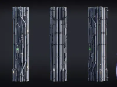 Sci-Fi Parts Kit Pack Vol 02 C-PBR Low-poly 3D model