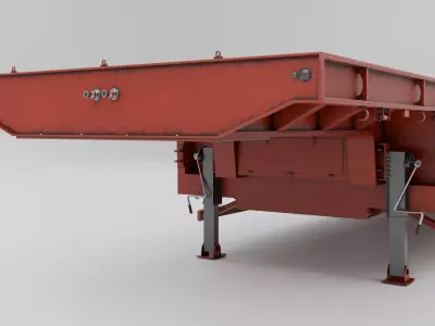 Lowboy Trailer Realistic Industrial Low-poly 3D model