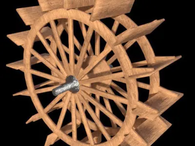 Water Wheel - PBR - Textured Low-poly 3D model