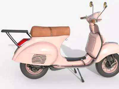 Pink Vintage Scooter - Pastel Classic 3D model