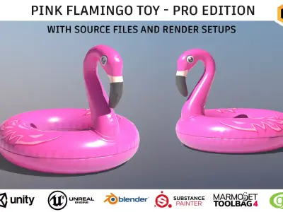 Inflatable Pink Flamingo Toy - PRO Edition Low-poly 3D model