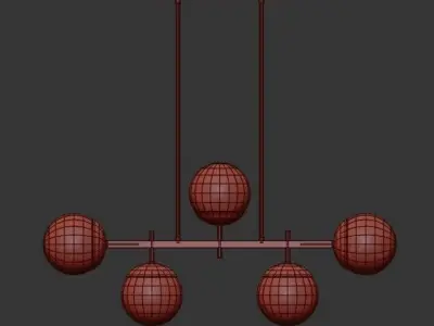 Alluria five light chandelier with brass and balls 3D model