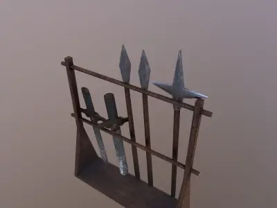  Spears and Sword Free low-poly 3D model