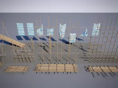 Bamboo Scaffolding Low-poly 3D model