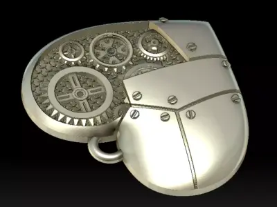 heart pendant with mechanism Steampunk 3D print model