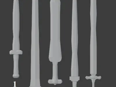5 simple sword Free low-poly 3D model
