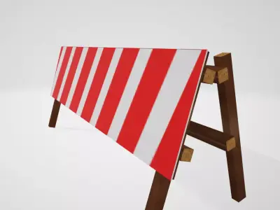 Construction Sign Low-poly 3D model purchase