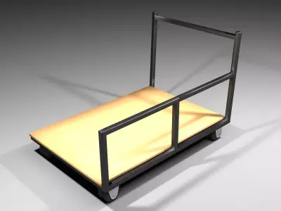 Trolley 5 metal dolly with sheet of paper 3D model