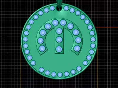 Luxury Iced Out Mopar Logo Round Pendant 3D print model