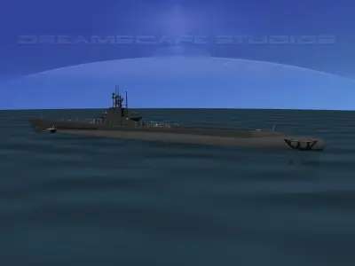 Balao Class Submarine USS Cubero SS347 3D model