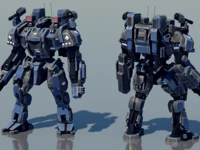 Biped mecha Low-poly 3D model