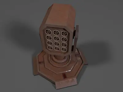 Simple stylized missile turret 4x3 Low-poly 3D model