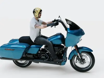 Highly Detailed Character -Touring Motorcycle 3D model