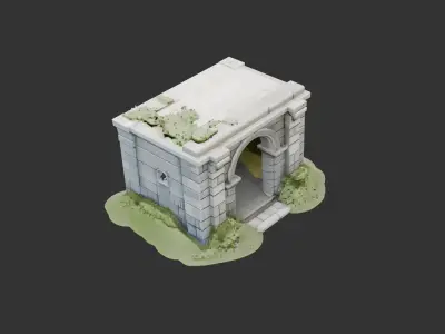 Concrete Military Bunker Entrance Low-poly 3D model