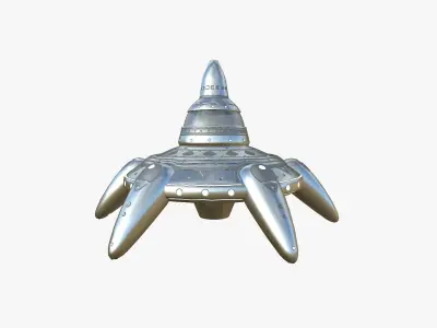 Alien Spaceship UFO G02 Aluminum - Sci Fi Spacecraft Design Low-poly 3D model
