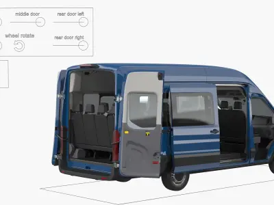 Ford Transit Van 2020 Rigged 3D model