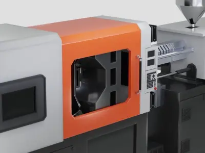 CNC Plastic Injection Molding Machine ready for animation Low-poly 3D model