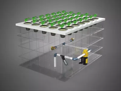 TRANSPARENT AEROPONIC PLANT CROP NET POT CUP WATERPUMP GROW TRAY 3D model