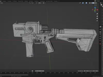 Sci fi gun W211 Game ready PBR Low-poly 3D model