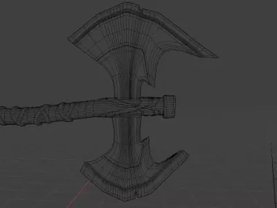 Brutal Double Bladed Axe Low-poly 3D model