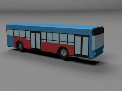 long Bus service 2 Low-poly 3D model