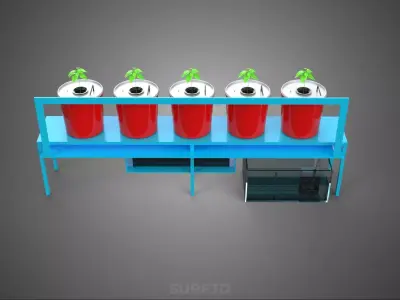 IOT CONTROLLED HYDROPONIC WATER NUTRIENT DELIVERY DUTCH BUCKET 3D model