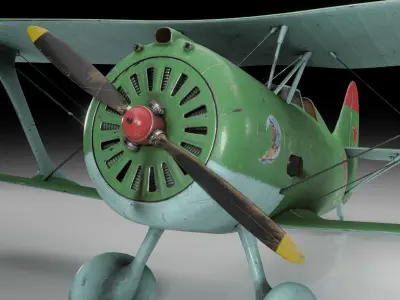 Biplan I-15 bis Low-poly 3D model