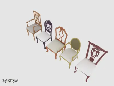 Antique Chairs Low-poly 3D model