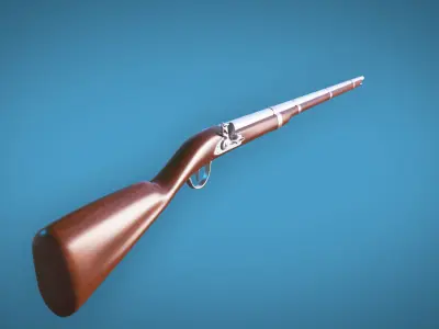 Flintlock Musket Firearm LowPoly 3D Model Low-poly 3D model