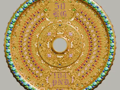 High-polly Ornamental Gym Weight Plate 3D model