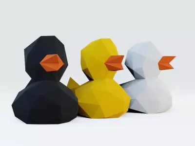Low Poly Ducks three polygonal Low-poly 3D model