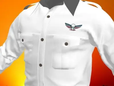 White Airforce Shirt Low-poly 3D model