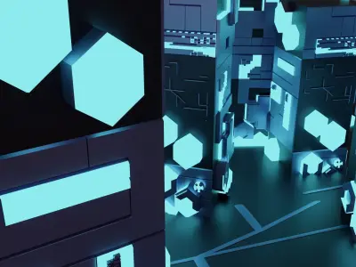 Scifi City Kitbash 3D model