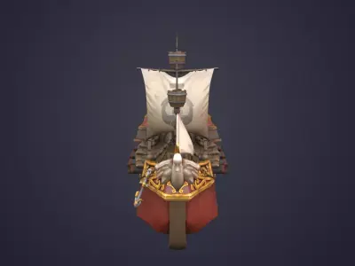 Pirate Boat Low-poly 3D model
