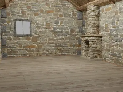 Medieval house Low-poly 3D model 6