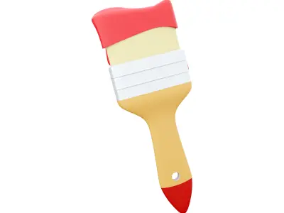 Wall paint brush cartoon icon 3D model