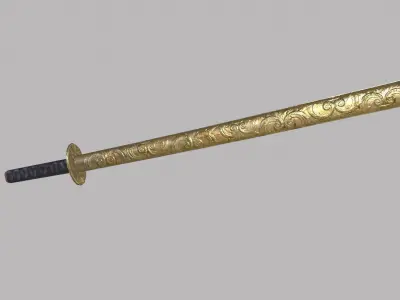 Engraved katana Low-poly 3D model