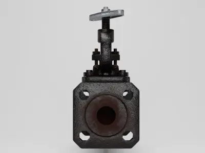 Valve cast iron gate Low-poly 3D model