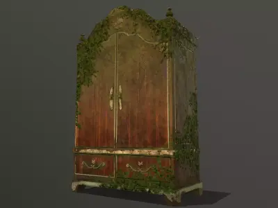  Old dusty closet covered in ivy  - 2 versions Low-poly 3D model