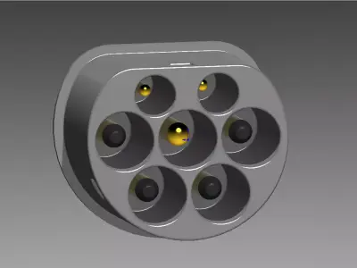 Type 2 Mennekes plug up to 480V 3 phase 63A or 1 phase 70A  3D print model