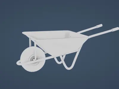 Green wheelbarrow Low-poly 3D model